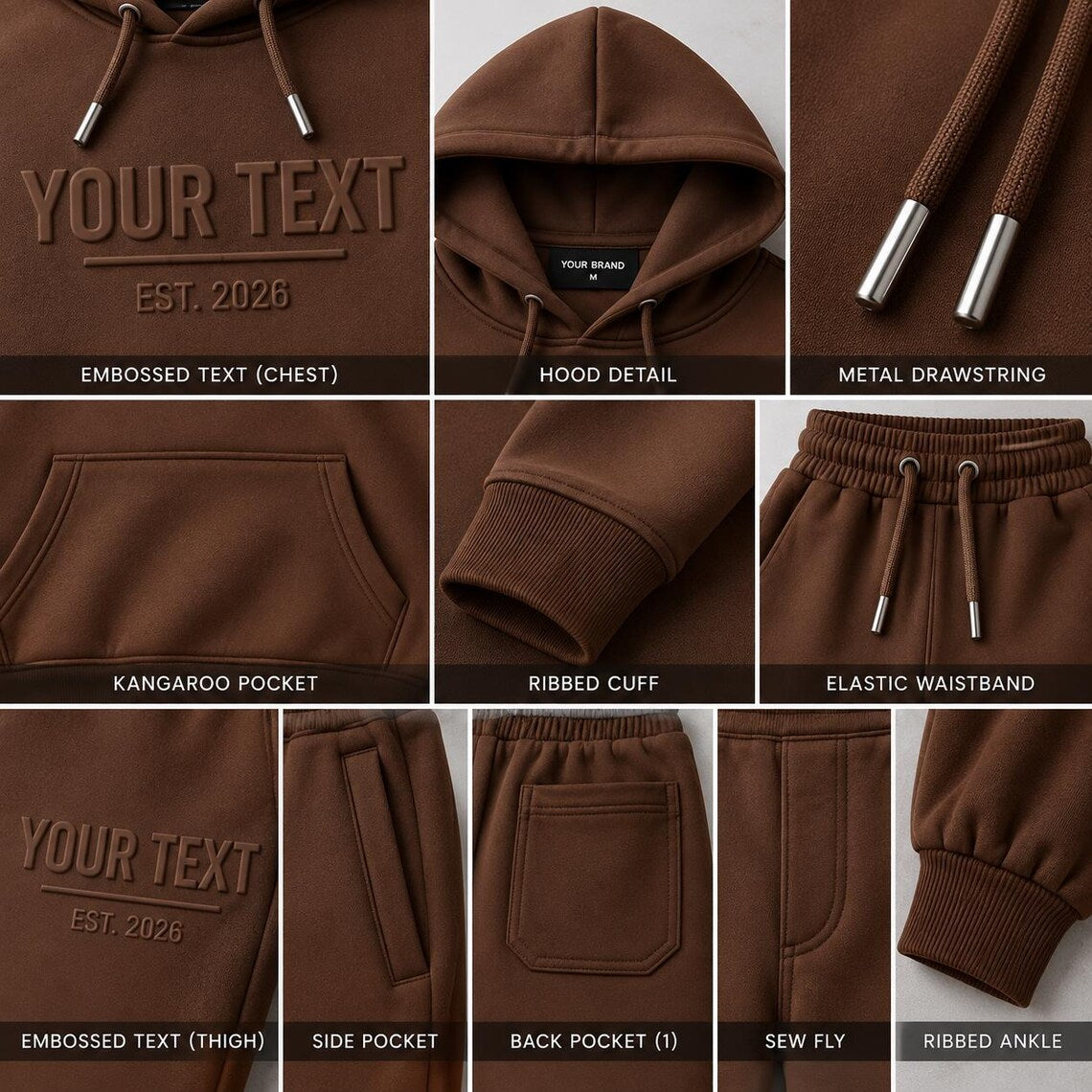 Custom Embroidered Tracksuit Set - Personalized Hoodie & Sweatpants Set - EST. 2026 Edition