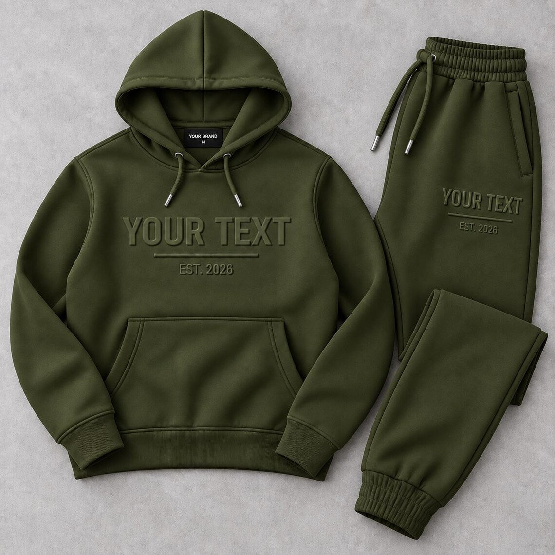Custom Embroidered Tracksuit Set - Personalized Hoodie & Sweatpants Set - EST. 2026 Edition