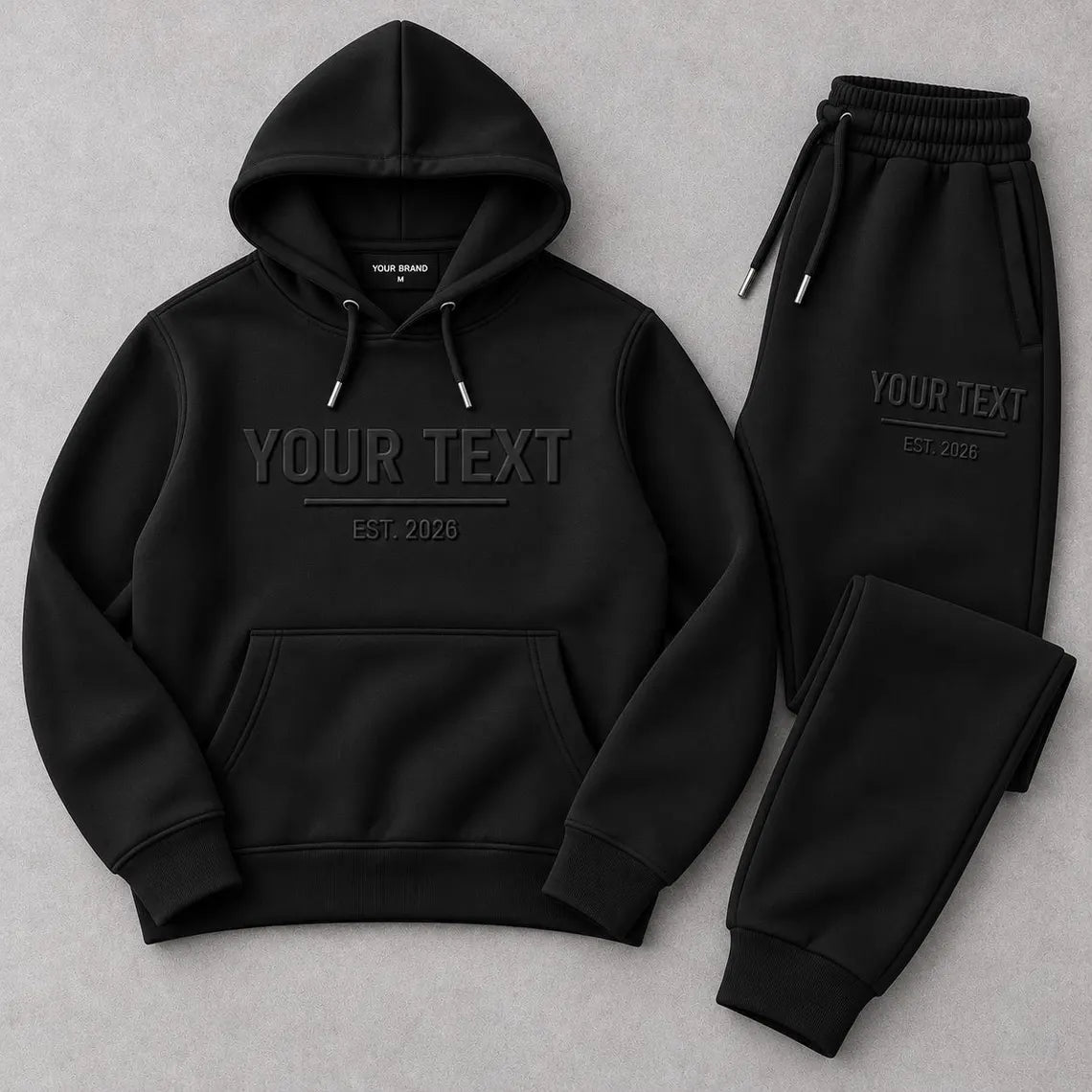 Custom Embroidered Tracksuit Set - Personalized Hoodie & Sweatpants Set - EST. 2026 Edition