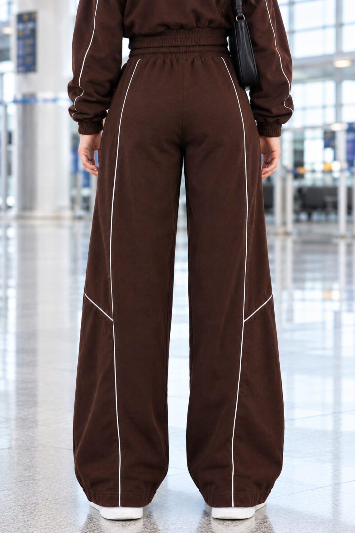 Women's Cotton Fleece Tracksuit Set, Zip-Up Jacket, Wide Leg Pants, Tank Top (3-Piece)