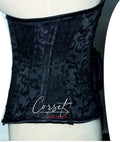 Black Gothic Brocade Underbust Corset: Steel Boned Victorian Waist Trainer