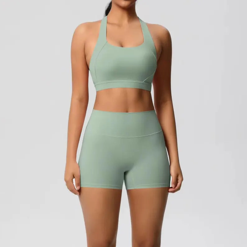 2-Piece Women's Yoga Set - Nude Feel Workout Tracksuit with Sports Bra and Leggings for Fitness and Running
