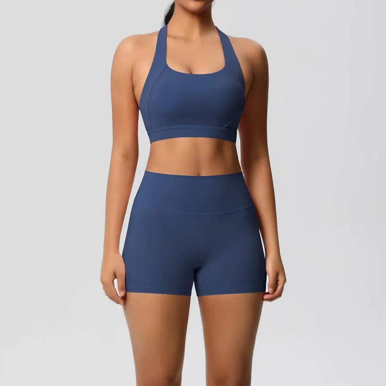 2-Piece Women's Yoga Set - Nude Feel Workout Tracksuit with Sports Bra and Leggings for Fitness and Running