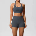 2-Piece Women's Yoga Set - Nude Feel Workout Tracksuit with Sports Bra and Leggings for Fitness and Running
