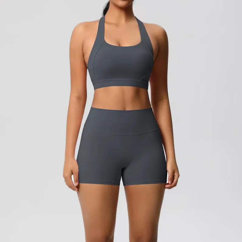 2-Piece Women's Yoga Set - Nude Feel Workout Tracksuit with Sports Bra and Leggings for Fitness and Running