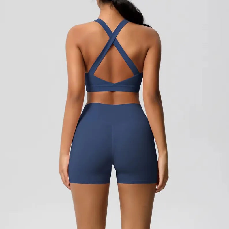 2-Piece Women's Yoga Set - Nude Feel Workout Tracksuit with Sports Bra and Leggings for Fitness and Running