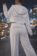 Women Y2K Velour Tracksuit Custom Bling Hoodie And Sweatpants