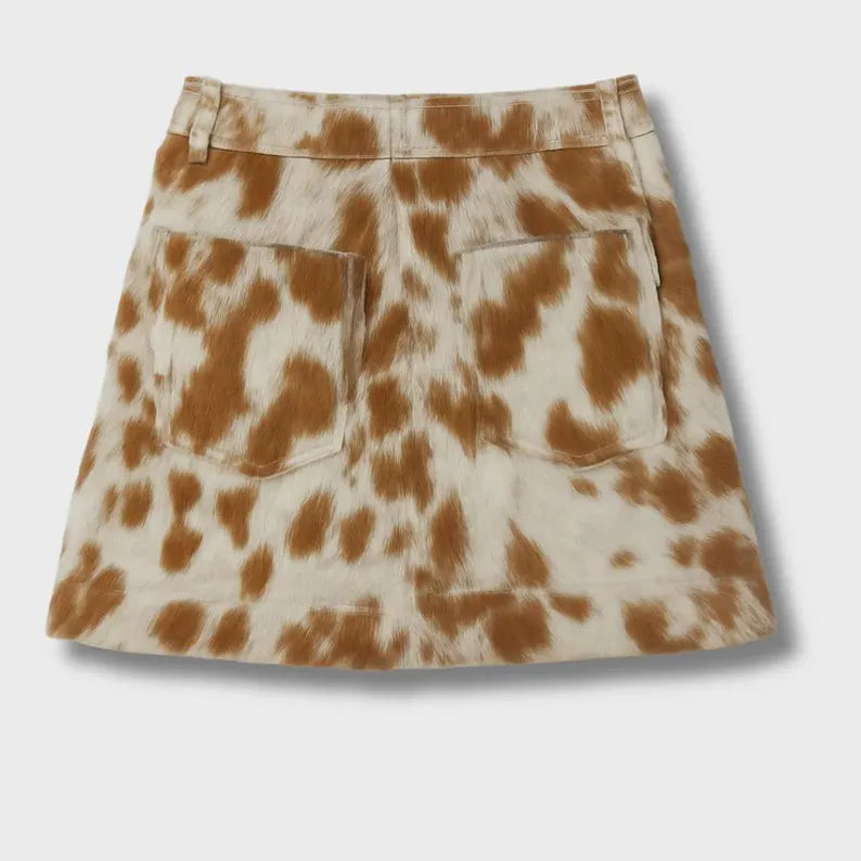Hair-On Cowhide Mini Skirt | Handmade Western Leather Skirt for Women |Custom Fit