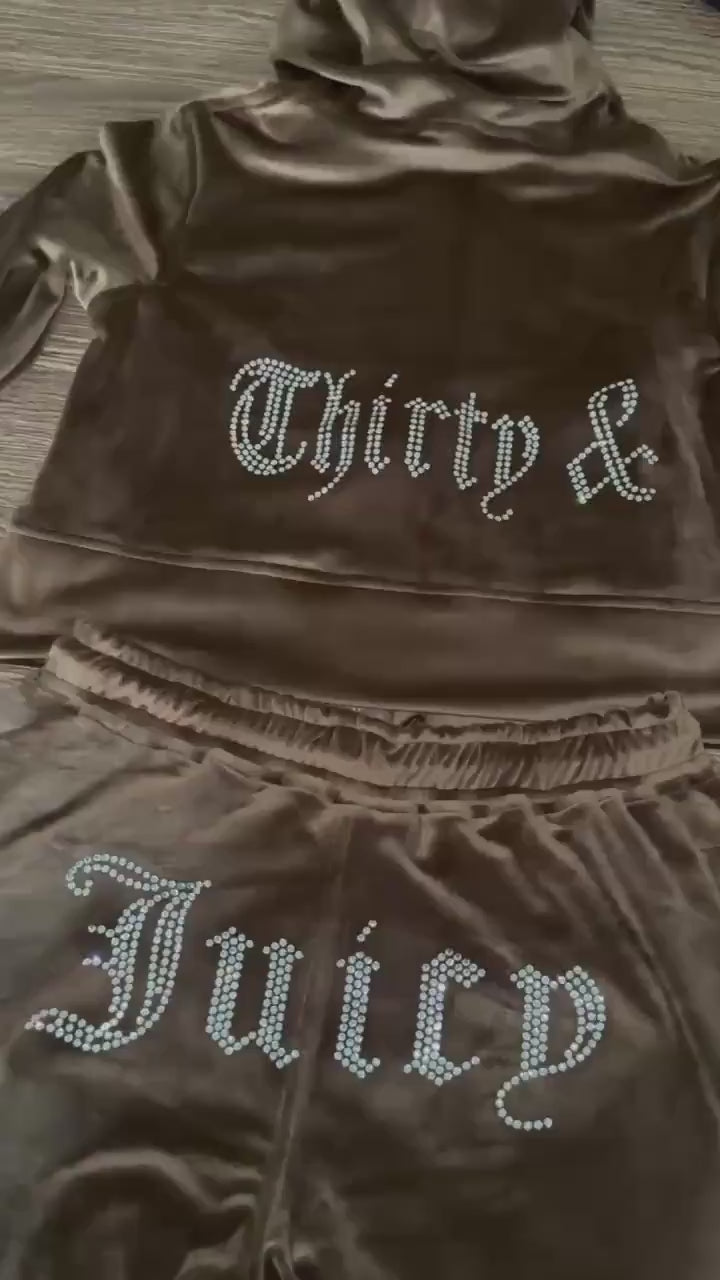 Women Y2K Velour Tracksuit Custom Bling Hoodie And Sweatpants