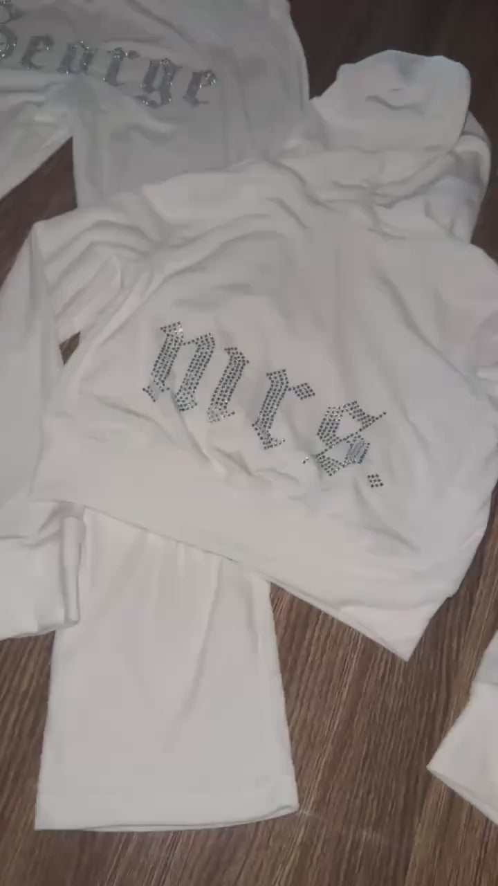 Women Y2K Velour Tracksuit Custom Bling Hoodie And Sweatpants