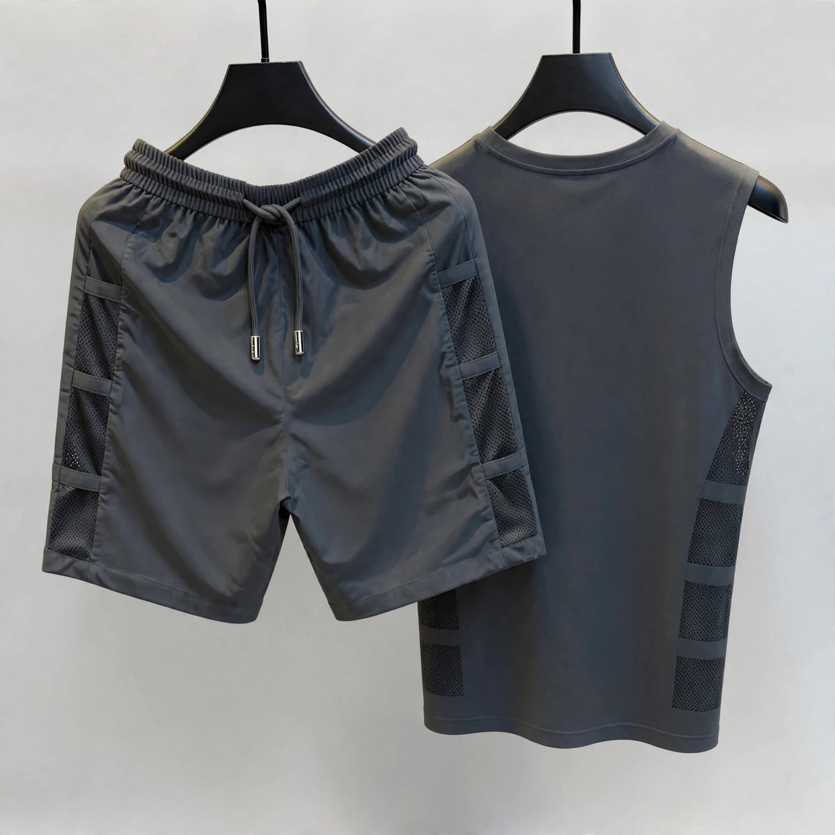 Men's 2-Piece Athletic Tank Top and Shorts Set - Quick Dry Mesh Breathable Gym Workout Outfit